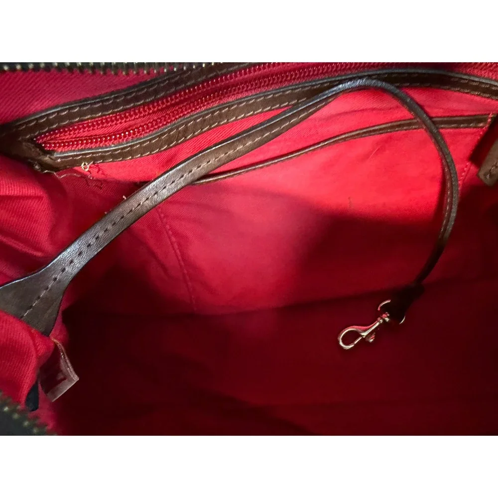 Dooney & Bourke Panama Barrel Satchel Bag‎ Tan Straw Brown Leather 5L899